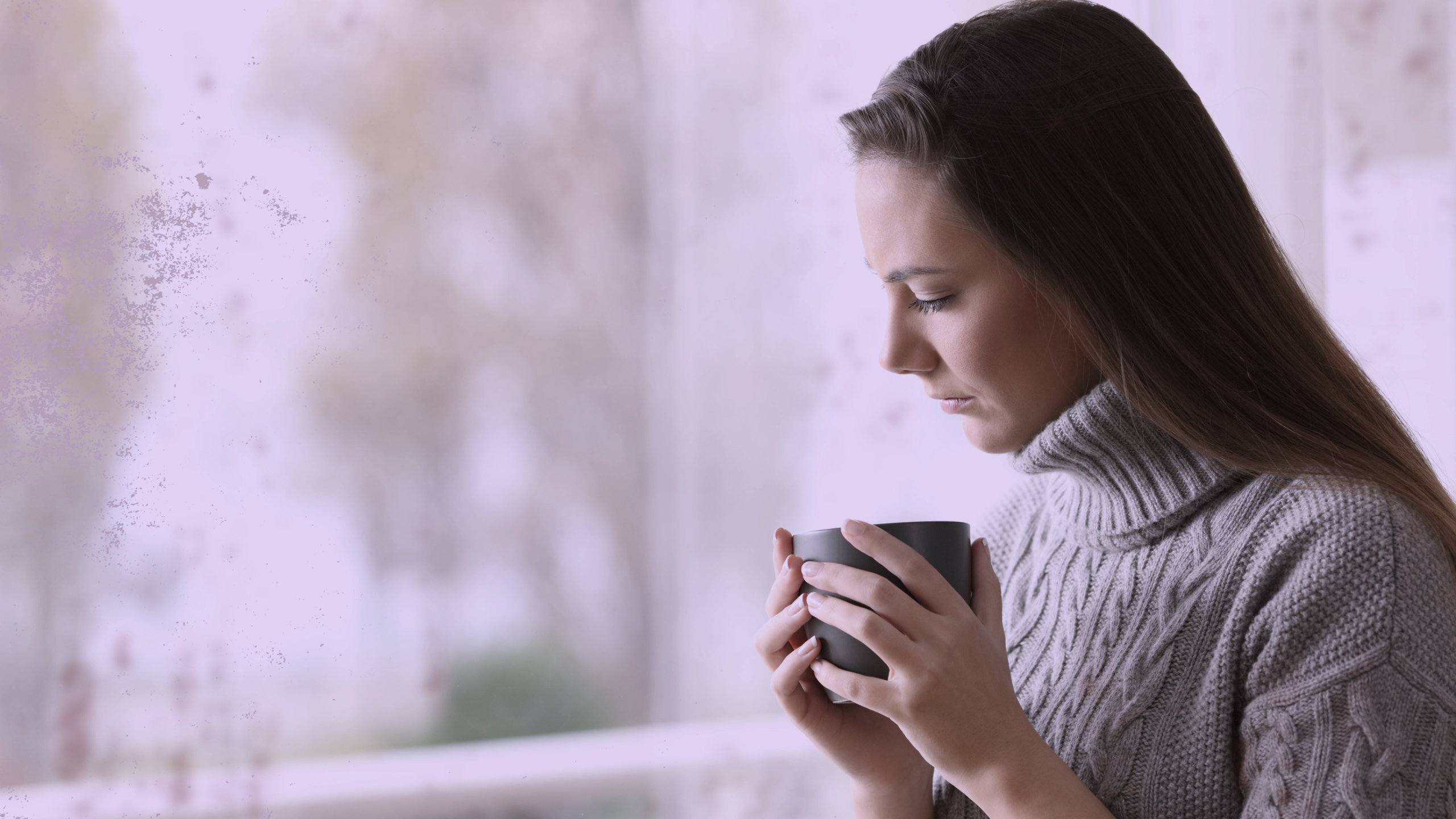 Woman window coffee